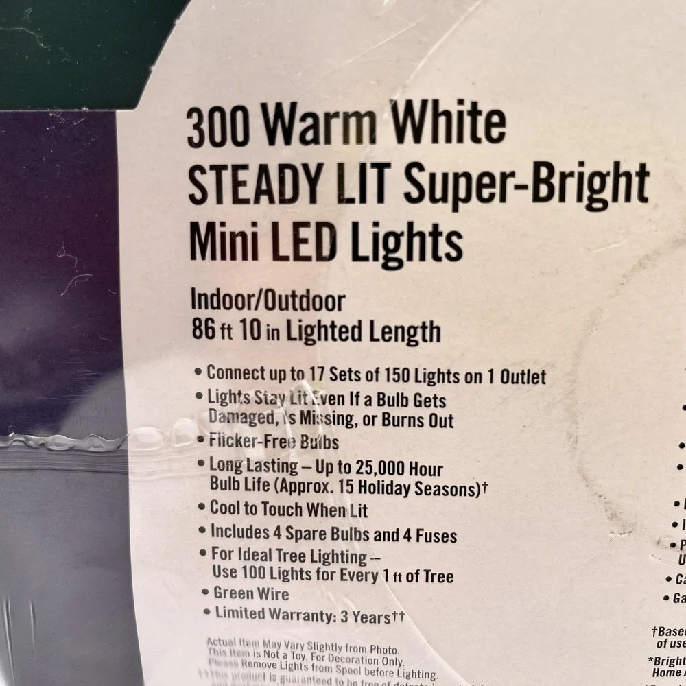 Home Accents 300 Count LED Lights Christmas Wedding White Mini Steady Lit NEW